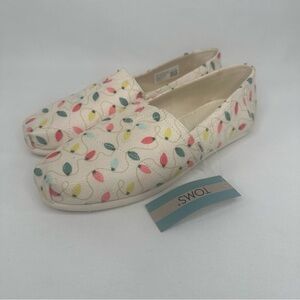 Toms Ladies 7.5 Belmont Christmas Tree Lights Holiday Bulbs Slip-on Shoes Flats